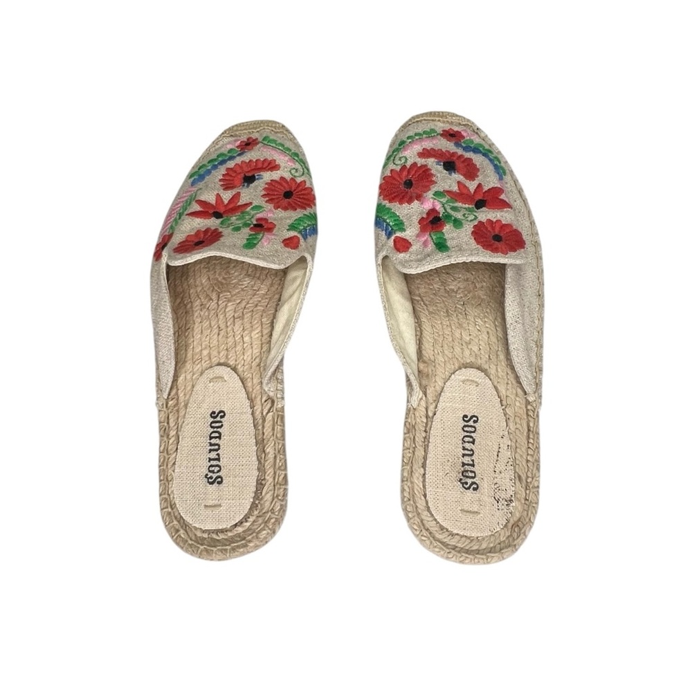 Soludos Ibiza Floral Embroidered Espadrille Mule Size 8 Boho Festival Coastal - Picture 7 of 11